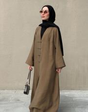 karamel tensel brit detaylı abaya 3
