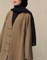 karamel tensel brit detaylı abaya 4