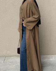 karamel tensel brit detaylı abaya 6