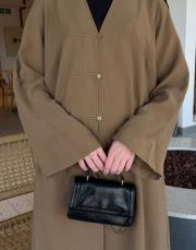 karamel tensel brit detaylı abaya 7