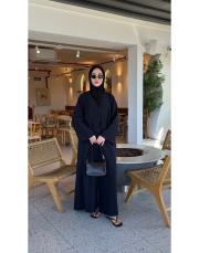 koyu lacivert tensel brit detaylı abaya 3