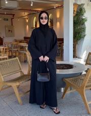 koyu lacivert tensel brit detaylı abaya 4