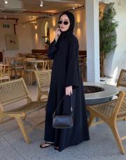 koyu lacivert tensel brit detaylı abaya 5