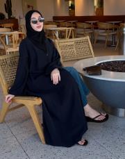 koyu lacivert tensel brit detaylı abaya 7