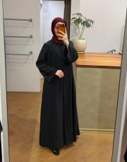 siyah tensel brit detaylı abaya 2