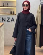 siyah tensel brit detaylı abaya 4