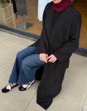 siyah tensel brit detaylı abaya 5