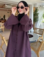 bordo tensel brit detaylı abaya 3