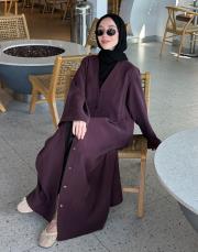 bordo tensel brit detaylı abaya 5
