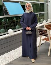lacivert volanlı tensel abaya