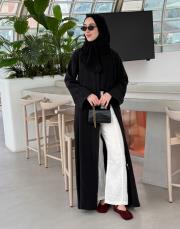 siyah volanlı tensel abaya