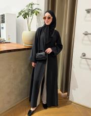 siyah volanlı tensel abaya 2