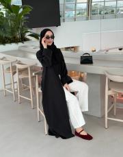siyah volanlı tensel abaya 3