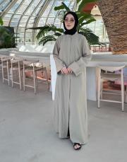 bej volanlı tensel abaya