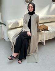 bej volanlı tensel abaya 4