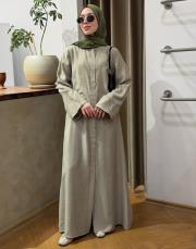 bej volanlı tensel abaya 6