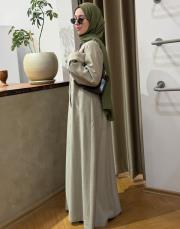 bej volanlı tensel abaya 7