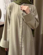 bej volanlı tensel abaya 8
