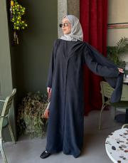 siyah tensel fular detaylı abaya