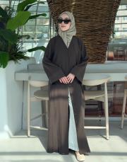 kahve tensel çizgili v yaka abaya 5