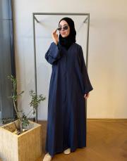 lacivert tensel çizgili v yaka abaya 6