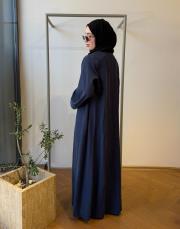 lacivert tensel çizgili v yaka abaya 7