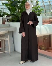 kahve %100 keten abaya