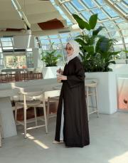 kahve %100 keten abaya 2