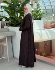 kahve %100 keten abaya 3