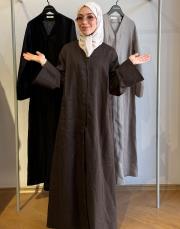 kahve %100 keten abaya 7