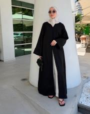 siyah %100 keten abaya 2