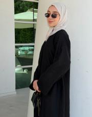 siyah %100 keten abaya 5