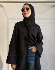 siyah %100 keten abaya 8