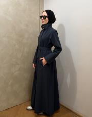 lacivert su itici kuşaklı abaya 4