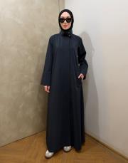lacivert su itici kuşaklı abaya 5
