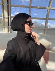siyah su itici kuşaklı abaya 3