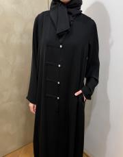 siyah nida brit detaylı abaya 2