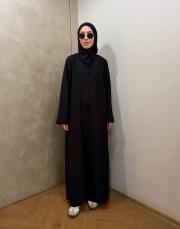 siyah tensel mevsimlik abaya