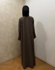 kahve tensel çizgili v yaka abaya -2 2