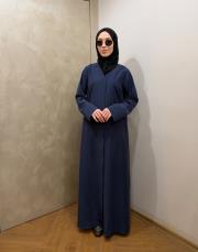 lacivert tensel çizgili v yaka abaya -2