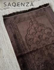 acı kahve deri astarlı baskılı peluş lüks seccade 7