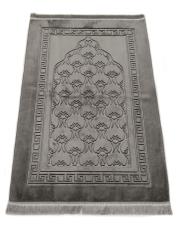 gri deri astarlı baskılı peluş lüks seccade