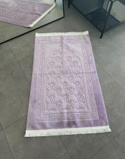 lila deri astarlı baskılı peluş lüks seccade 2