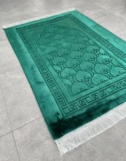 yeşil deri astarlı baskılı peluş lüks seccade 6