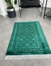 yeşil deri astarlı baskılı peluş lüks seccade 7