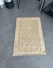 gold deri astarlı baskılı peluş lüks seccade 4