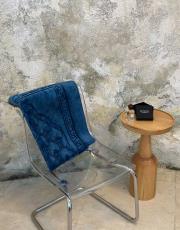 indigo mavi deri astarlı baskılı peluş lüks seccade 2