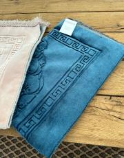 indigo mavi deri astarlı baskılı peluş lüks seccade 3