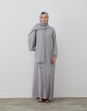 gri şallı namaz elbisesi