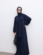 lacivert şallı namaz elbisesi 8